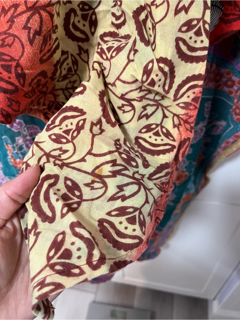 Kantha Bae Reversible Cotton Muu Muu Swim Coverup OS Silk Pockets - Picture 10 of 10